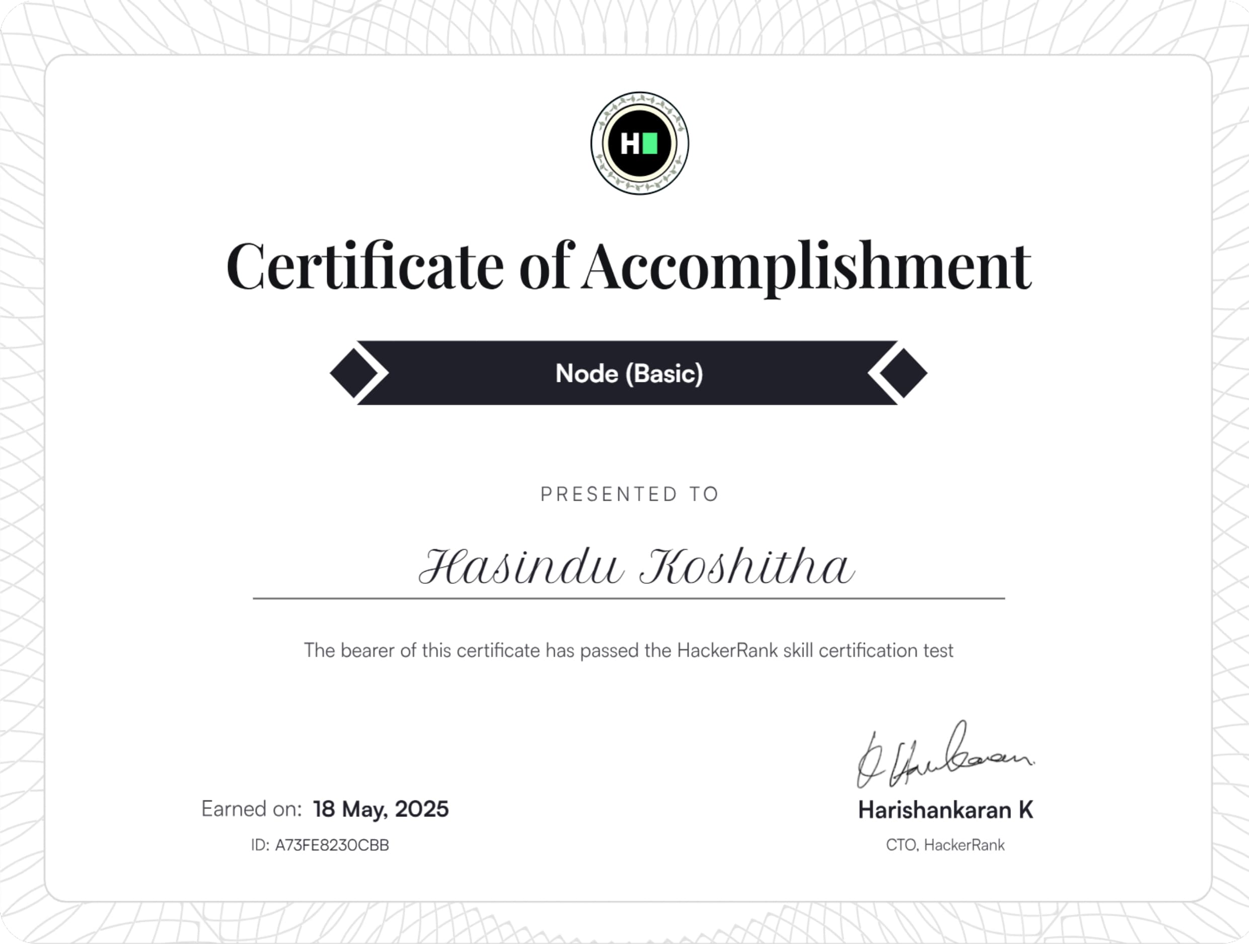 Node.js Basic certificate