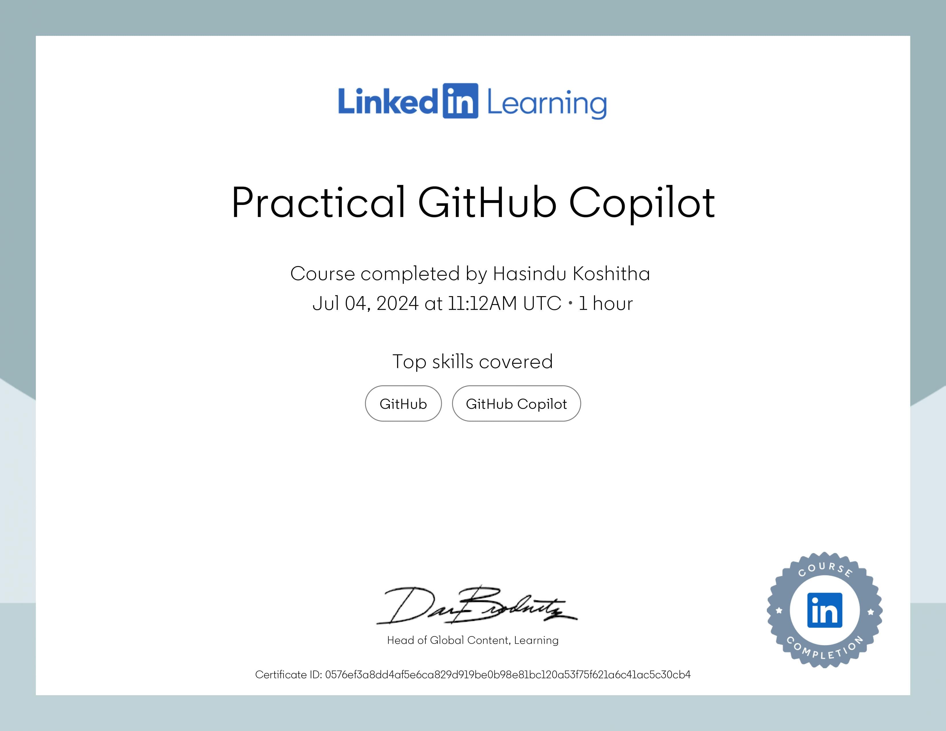 Practical GitHub Copilot certificate